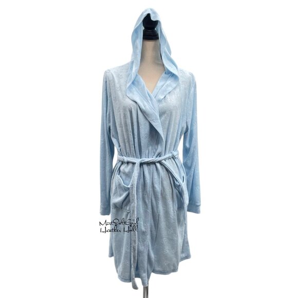 Juicy Couture Light Blue Hooded Robe with Loungewear Robe Large/XL - Picture 1 of 7